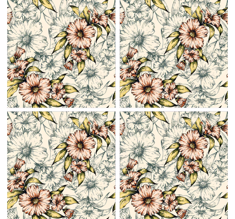 Coasters floral pattern design - TenStickers
