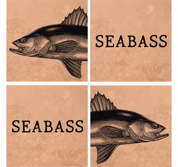 Personalisable coasters with seabass illustration art - TenStickers