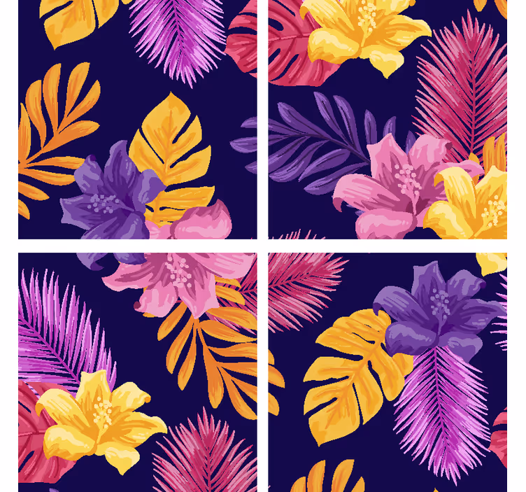 Modern coasters with tropical leaf design - TenStickers