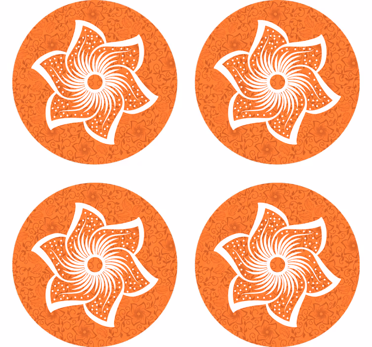 Beer mats stylish orange floral design - TenStickers
