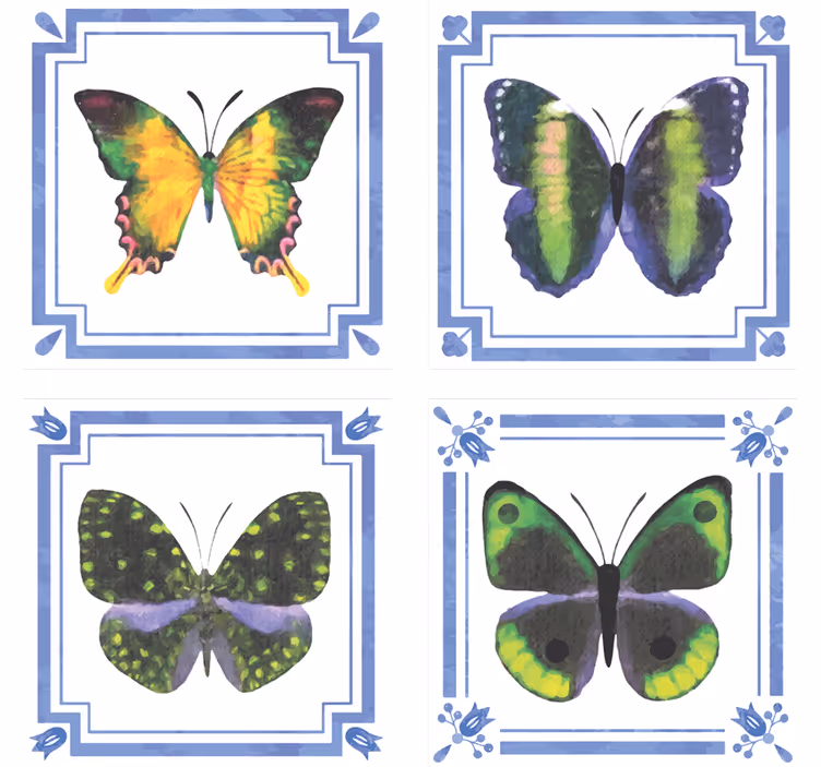 Coasters with colorful butterfly designs - TenStickers