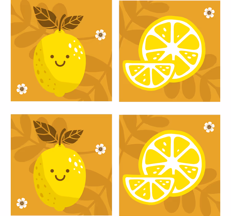 Geek coasters cheerful lemon and citrus design - TenStickers