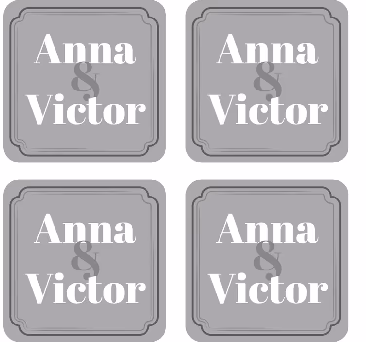 Wedding coasters customized couple initials - TenStickers