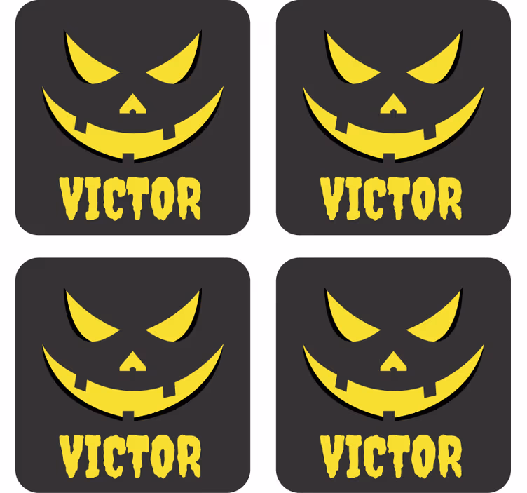 Personalized pumpkin face coaster halloween - TenStickers