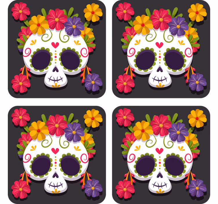 day of the dead flower coaster halloween - TenStickers