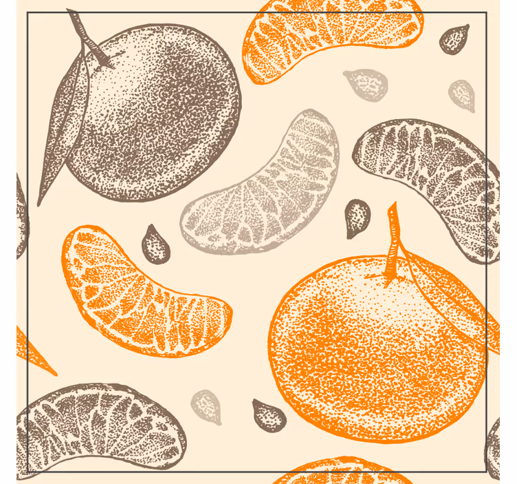 Drops of orange juice and slice vintage coaster - TenStickers