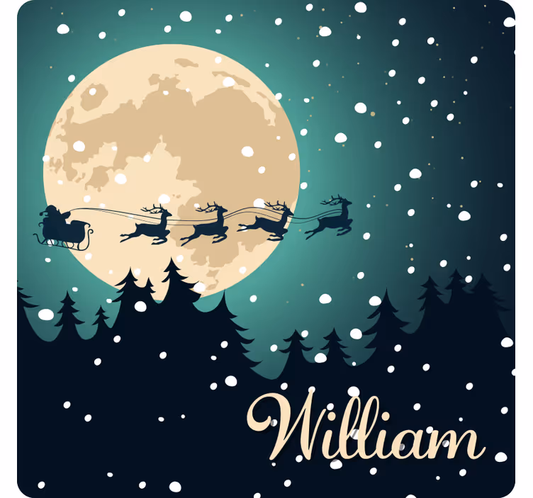 Santa Sleigh Moonlight christmas coasters - TenStickers