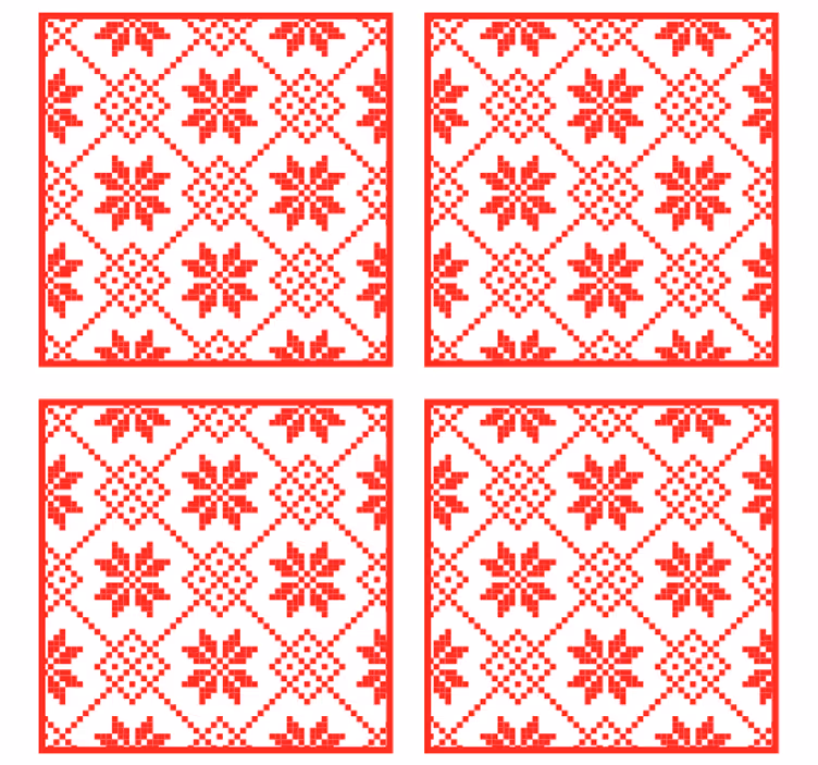 Christmas coasters red floral design - TenStickers