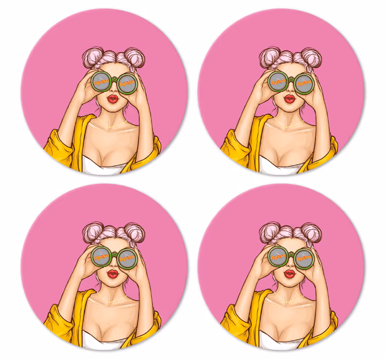 Pop art girl  modern coaster - TenStickers