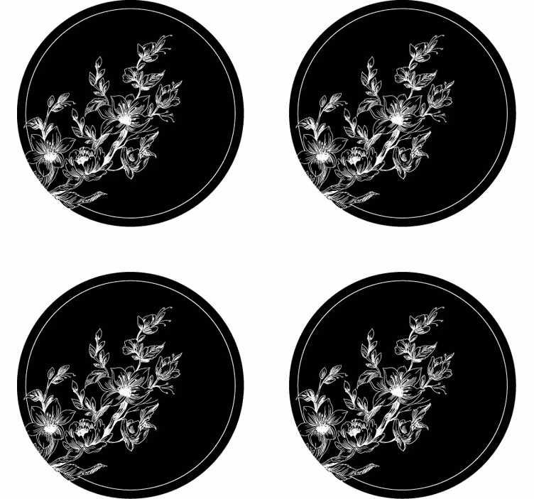 Coasters floral line art design - TenStickers