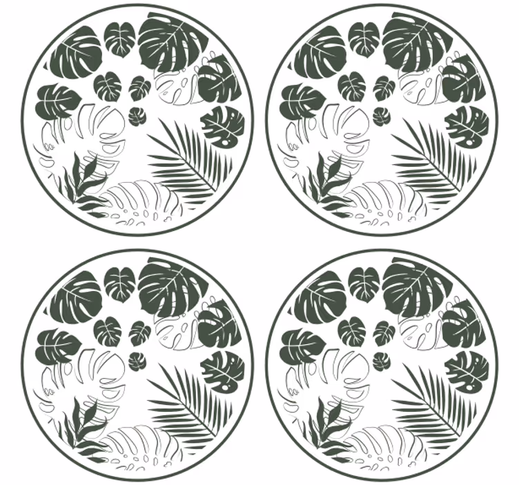 Coasters lush greenery circle design - TenStickers