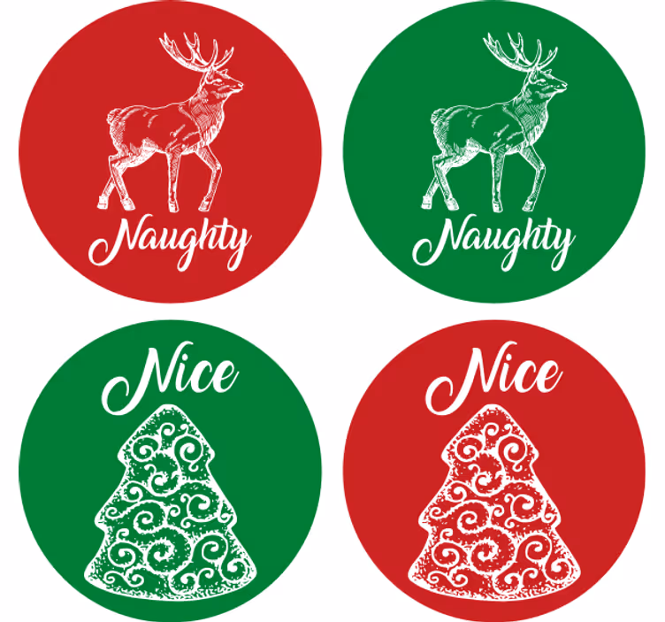 Naughty and Nice christmas coaster - TenStickers