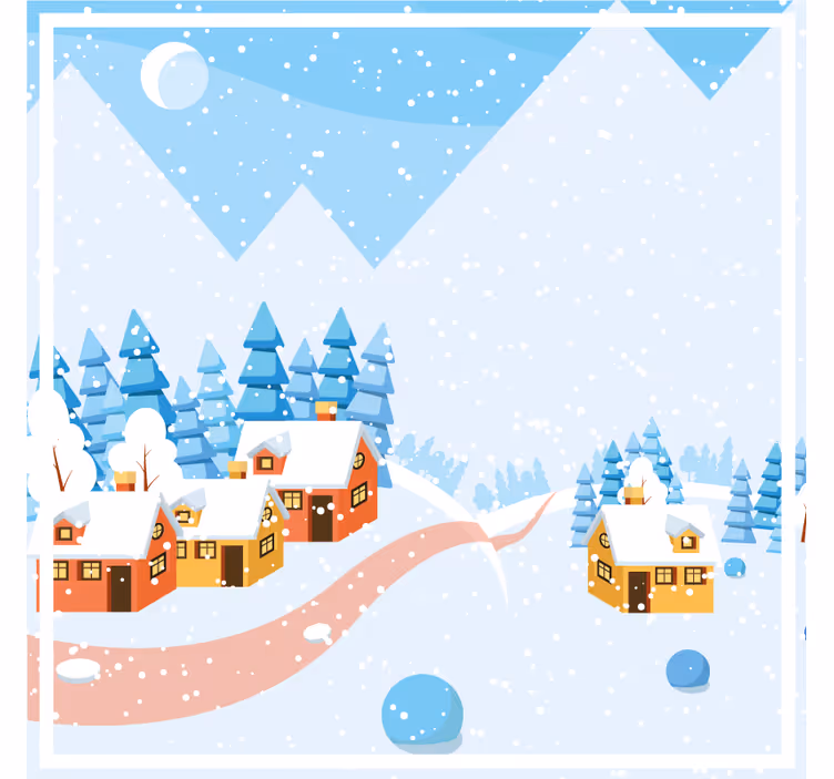 Christmas coasters snowy village scene - TenStickers