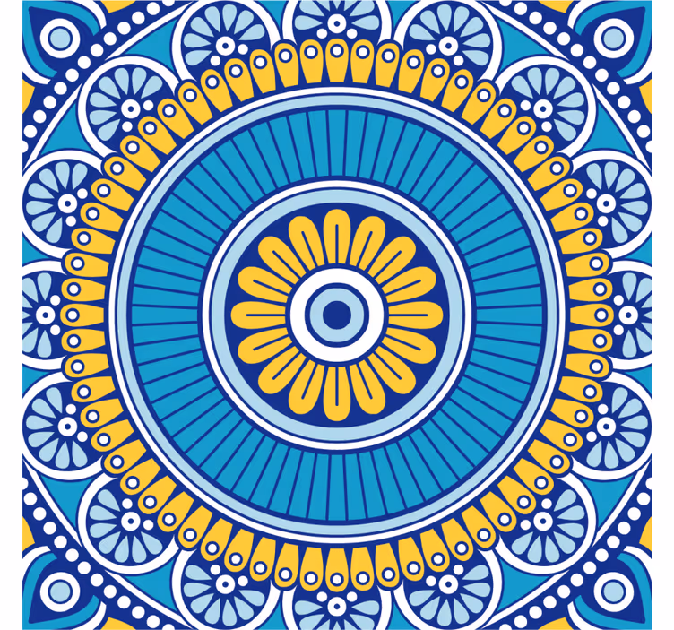 Tile effect blue bright mandala tile coasters - TenStickers
