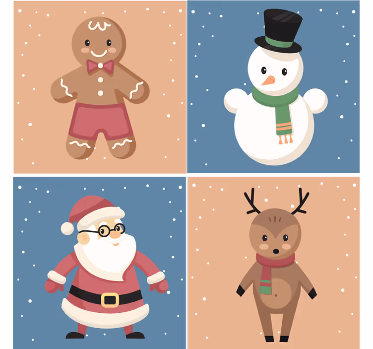 Christmas coasters festive gingerbread figures - TenStickers