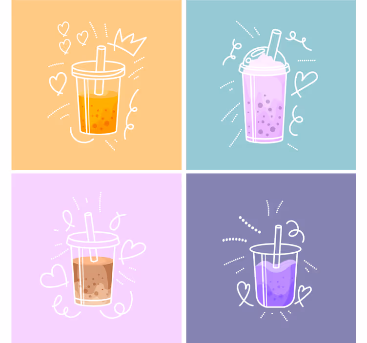 Modern coasters with vibrant drink art - TenStickers