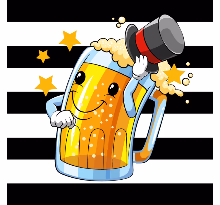 Beer mats cheerful beer mug character - TenStickers