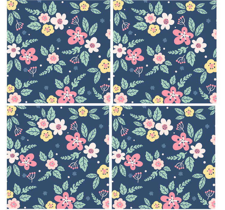 Modern coasters floral pattern design - TenStickers