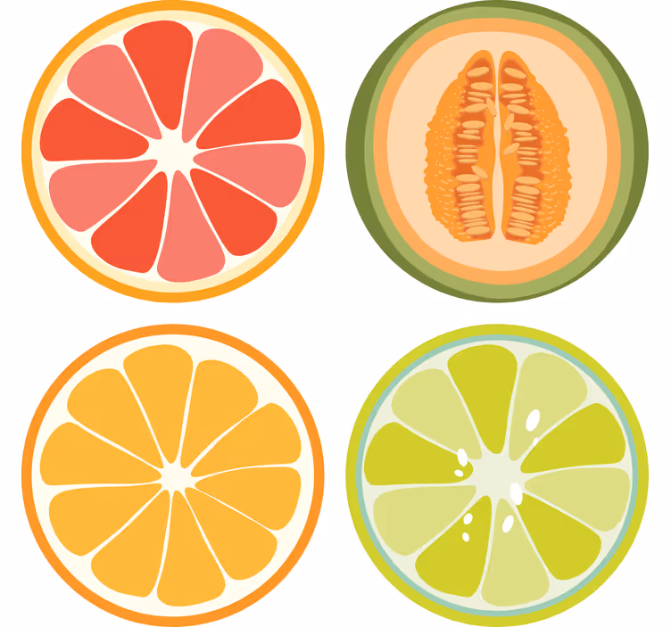 Geek coasters fruit slice design - TenStickers