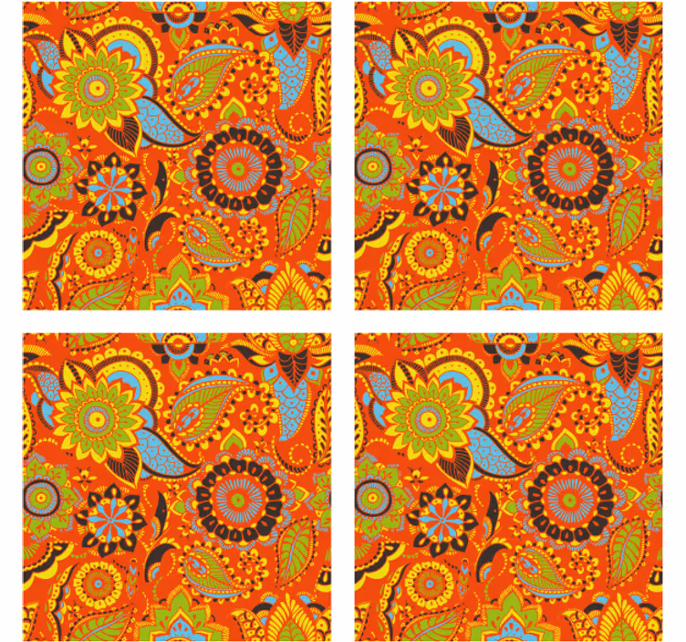 Vibrant botanical motif geek coasters - TenStickers