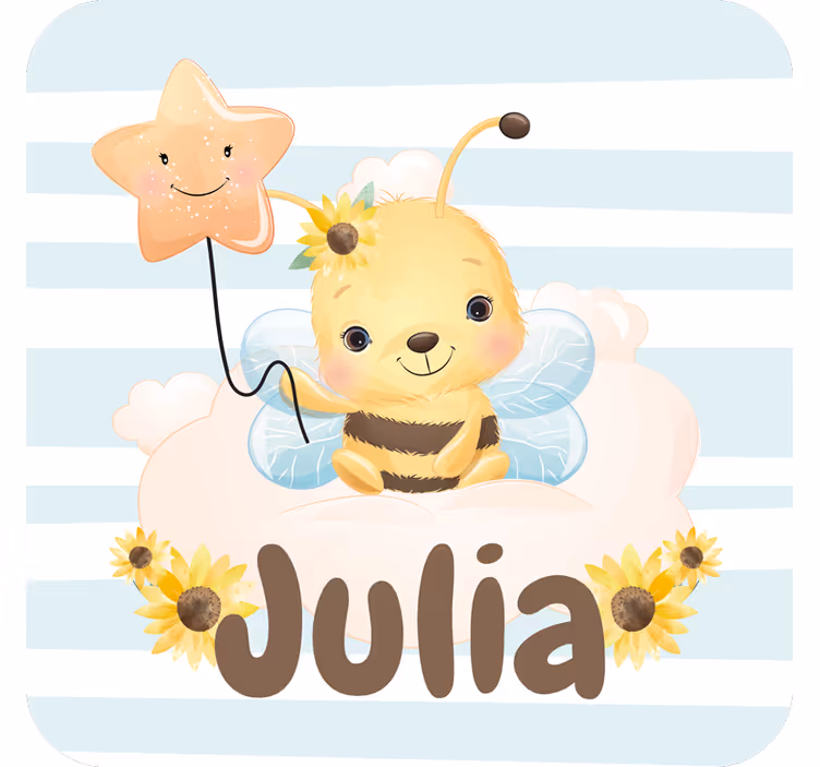 Personalisable coasters cute bee with star - TenStickers