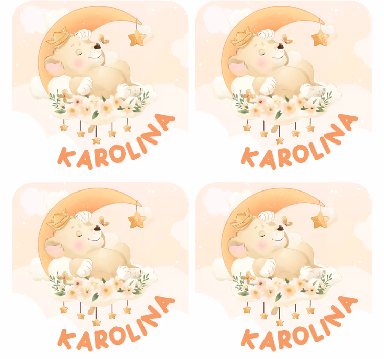 Personalisable coasters of a sleeping bear with stars - TenStickers