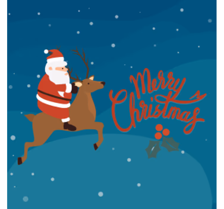 Christmas coasters santa on reindeer - TenStickers