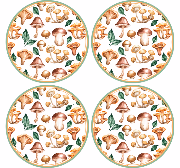 Geek coasters mushroom design elements - TenStickers