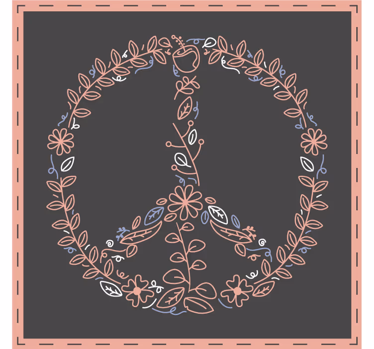 Peace symbols with pink flowers vintage coaster - TenStickers