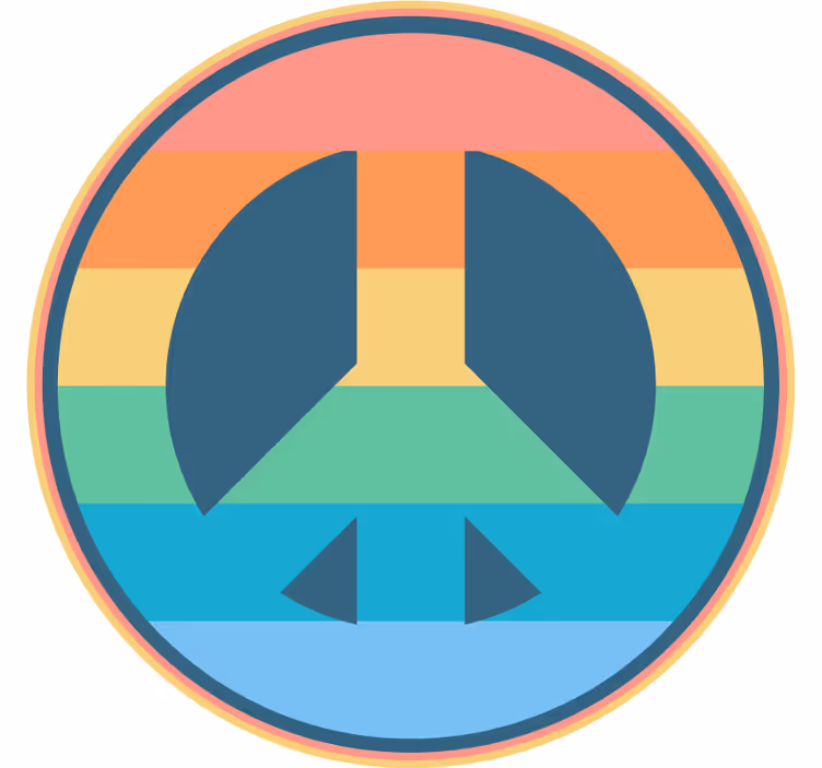 Vintage coasters with retro peace symbol design - TenStickers