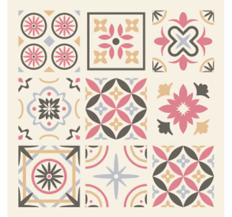 Tile coasters with geometric floral design - TenStickers