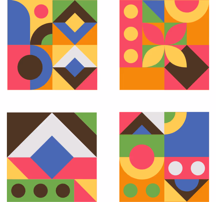 Coasters with vibrant geometric patterns - TenStickers