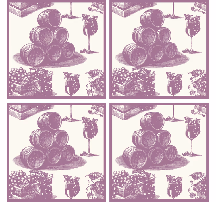 Beer mats wine barrels and glasses - TenStickers