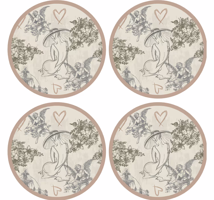 Vintage coasters with elegant floral designs - TenStickers