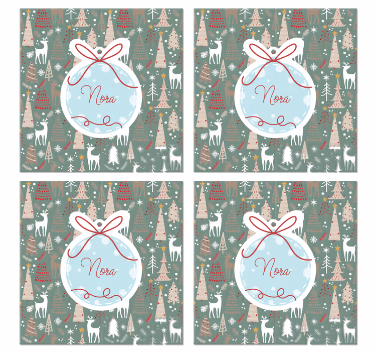 Christmas Forest Pattern xmas coasters - TenStickers