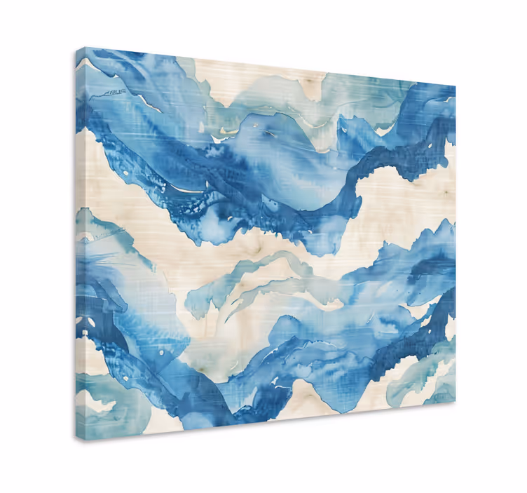 Blue canvas print marbled waves design - TenStickers