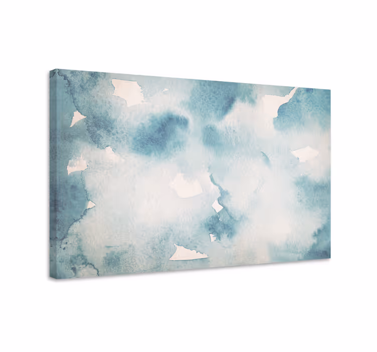 Blue canvas print japandi style blue waves - TenStickers