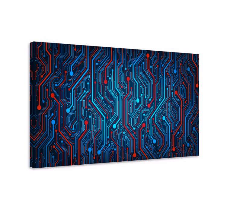 Blue canvas print wire circuit design artwork - TenStickers