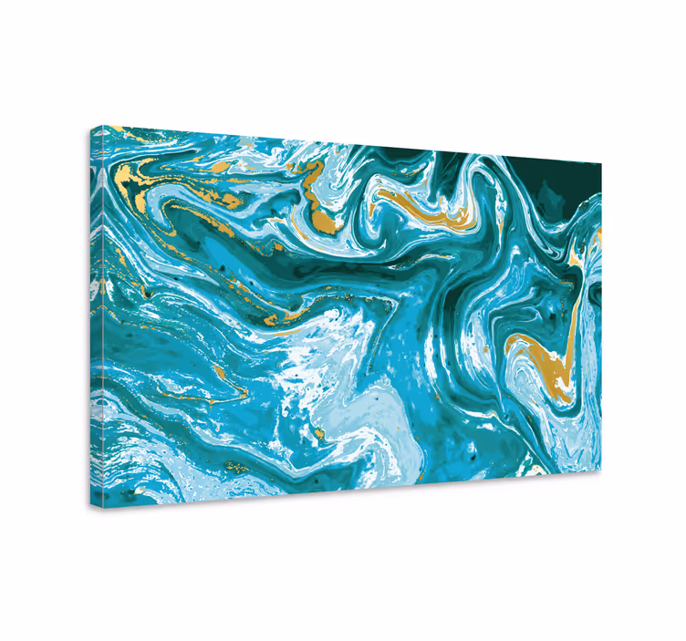 Blue canvas print turquoise marble effect art - TenStickers