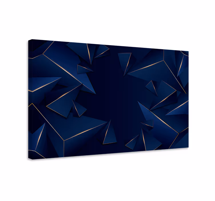 Blue canvas print blue and gold geometric design - TenStickers