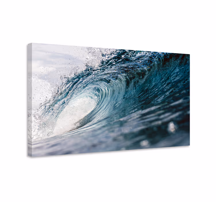 Blue canvas print of big waves - TenStickers