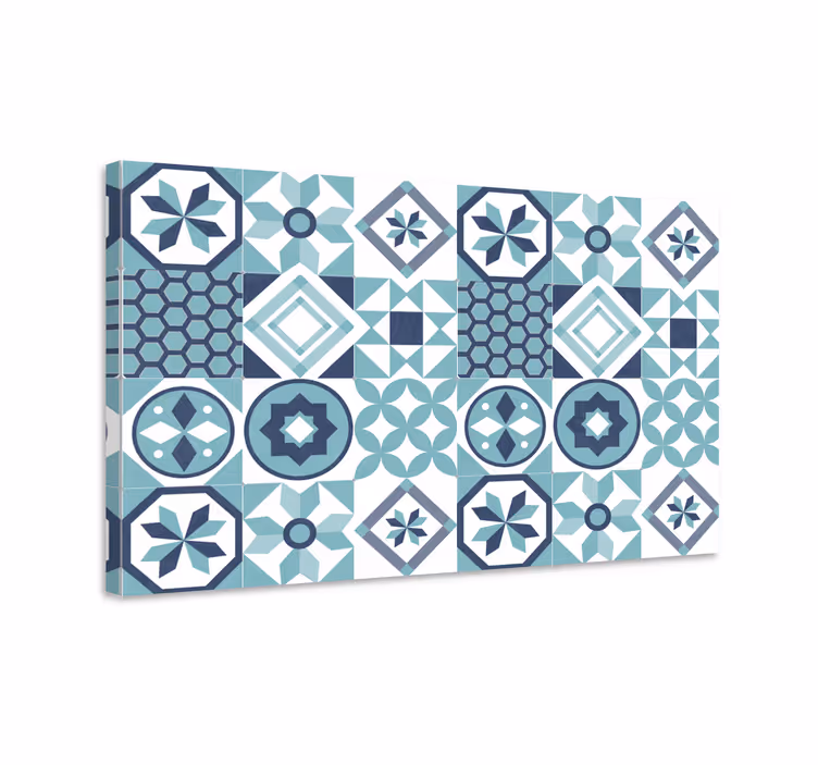 Blue canvas print with dark blue patterns - TenStickers