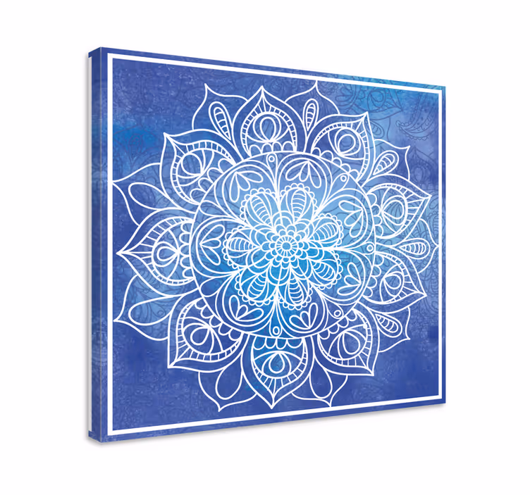 Blue canvas print blue hand drawn mandala - TenStickers