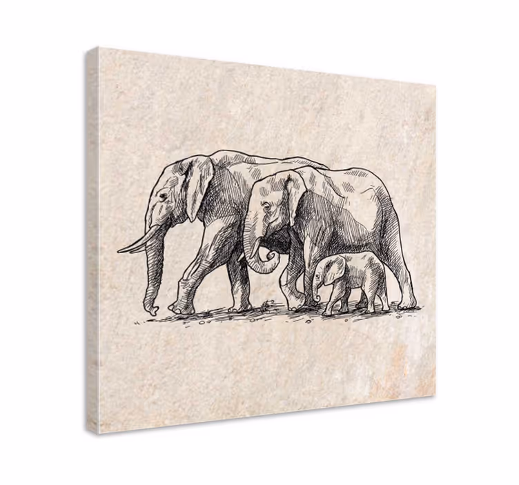 Elephant wallart sketch of elephants - TenStickers