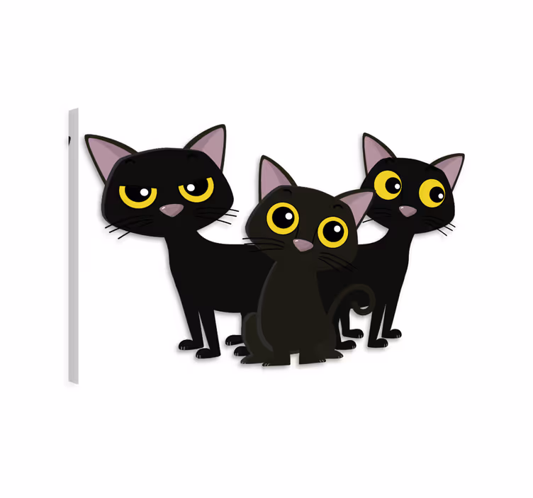 Cat wall art black kitties - TenStickers