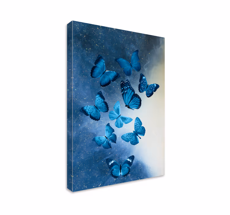 Butterfly canvas of blue majestic butterflies - TenStickers