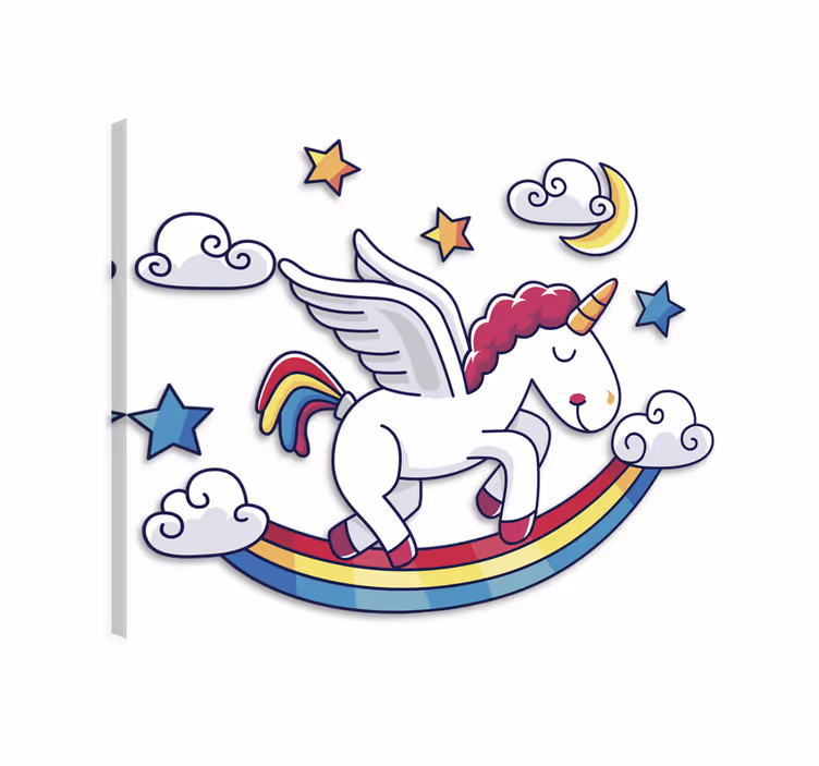 Unicorn pictures framed rainbow wall sticker with unicorn - TenStickers