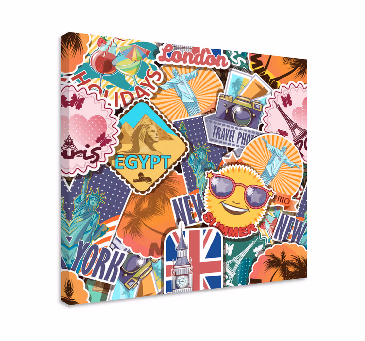 Global Travel Collage cityscape wall art - TenStickers