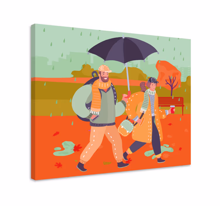 People canvas couple walking together - TenStickers