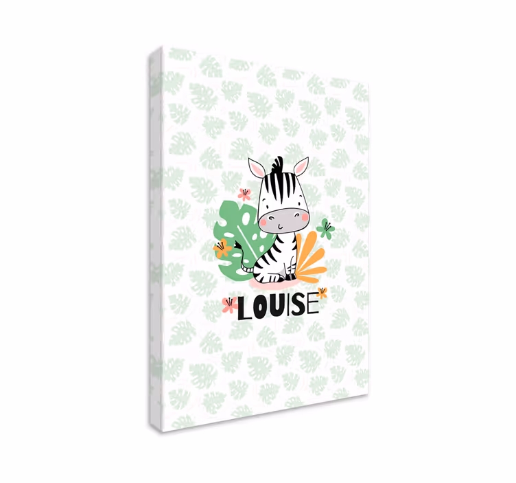 Beautiful Zebra for kids personalised canvas - TenStickers